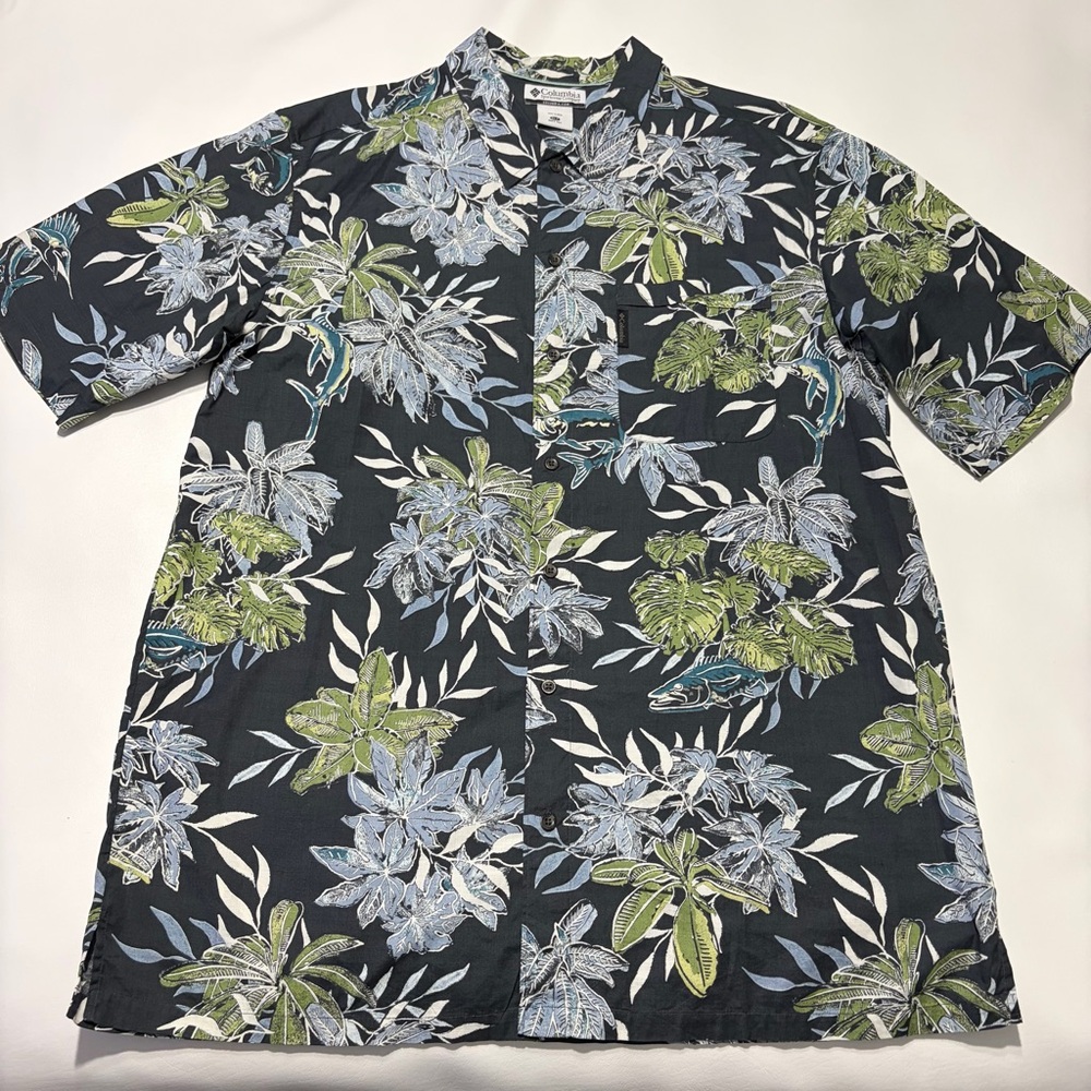 Columbia Camp Shirt Tropical Fish Plunge Pool  Men’s XLT Outdoor Dad - Picture 2 of 8